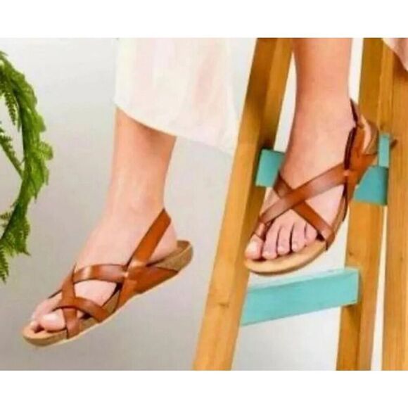 YOKONO Leather Sandals Ibiza Brown Terracotta womens size 8 Toe Loop - Picture 1 of 10